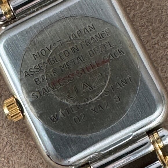 Vintage French JAZ Tank Watch Nice 2 Tone Gold & Silver Tone Link Bracelet - Picture 9 of 10